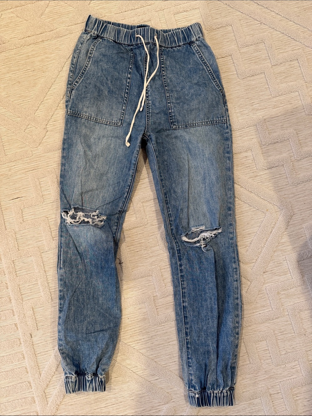 Juicy Couture Blue Distressed Denim Jogger Jeggings